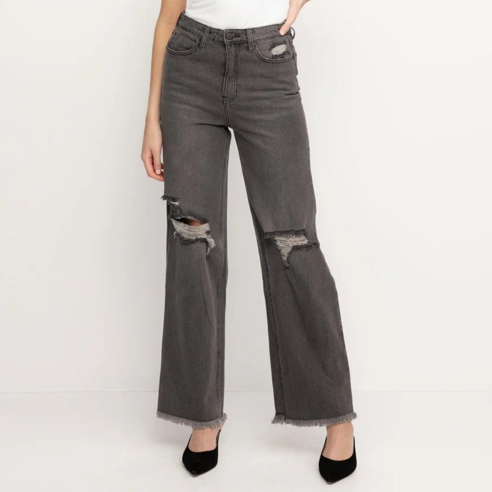 New PTCL Dahlia - High Rise 90'S Dark Grey Straight Leg P3249